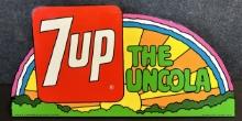 NOS 1971 7UP The Uncola Painted Metal Advertising Soda Pop Countertop Sign