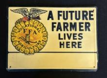 NOS Future Farmers America Embossed Tin Tacker Sign