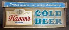 Metal & Plastic Vtg 70s Hamm's Beer Cold Beer Large Advertising Sign