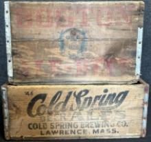 Boston Ale Beer & Cold Spring Beer Ales Brewing Co Wooden Shipping Crate Pair