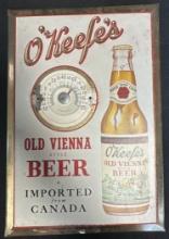 O'Keefe's Old Vienna Style Beer Tin Over Cardboard Advertising Sign