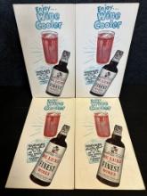 Lot 4 1940s-50s Cadillac Club Deluxe Finest Wines Detroit Michigan Cardboard Advertising Signs