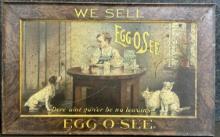 We Sell Egg-O-See Tin Litho Wood Grain Advertising Sign Circa. 1910s