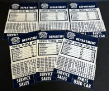 Lot of 7 NOS 1950s-60s Cadillac Service Sales Parts Used Car Window Stickers