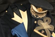 US Army Pre-Vietnam Colonel QM Corps Bullion BOS & Cuff Braid Badged Blue Wool Mess Dress Uniform