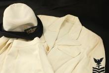 US Navy Post-WW2 Women’s Chief Pharmacist Mate CPO Badged White Summer Service Dress Uniform