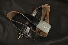 German WW2 HJ Hitler-Jugend Overhoff & Co. RZM M4/27 Hitler Youth Black Leather Waist Belt with Buck