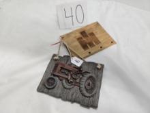 IH resin and wood sign with burnt inlay other is farmall A