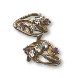 Delicate Vintage Diamond and Ruby Earrings and Ring