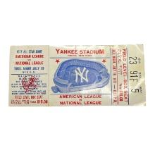 July 19, 1977 All Star Game at Yankee Stadium Ticket Stub with Rain Check