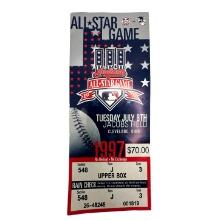 July 8, 1997 Cleveland Indians All Star Game Ticket Stub with Rain Check