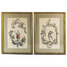 Pair of Chinese Hand Colored Engravings