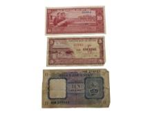 Lot of 3 Foreign Bills - Muoi Dong, Nam Dong, Ten Shillings