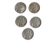 Lot of 5 Buffalo Nickels - 1930, 1936, etc.