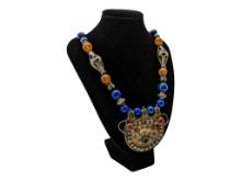 Handmade Large Pendant Beaded Necklace