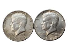 Lot of 2 - 1966 Kennedy Half Dollars