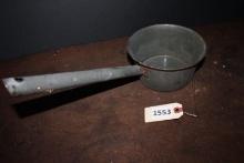 Grey enamel long handle pot