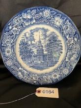 Staffordshire England Liberty Blue Dinner Plate Independence Hall