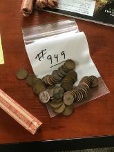 50 Wheat Pennies, date unsearched