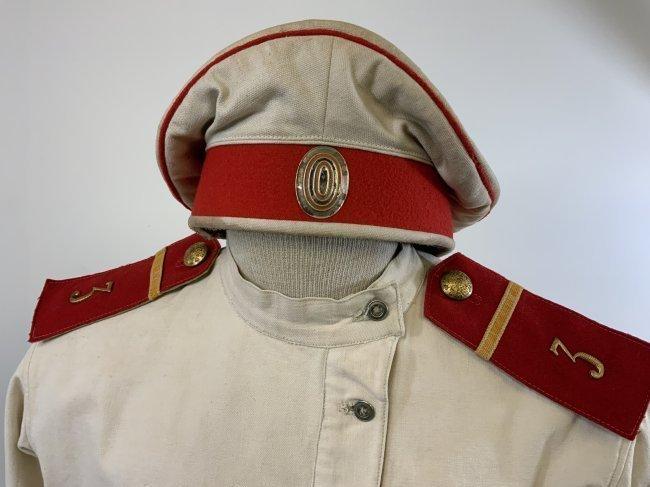 WWI IMPERIAL RUSSIAN SOLDIERS UNIFORM SHIRT AND CAP -3rd NARVA INFANTRY REGIMENT