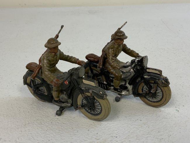 GERMAN NAZI PERIOD LINEOL / ELASTOLIN TOY SOLDIERS ON MOTORCYCLES