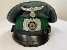 WWII GERMAN CUSTOMS OFFICIAL NCO OFFICER CRUSHER STYLE VISOR CAP HAT