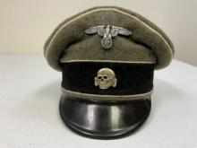 WWII GERMAN WAFFEN SS EM/NCO FIELD VISOR CAP
