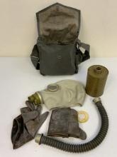 USSR CHEMICAL WARFARE GAS MASK KIT WITH RUBBER GLOVES
