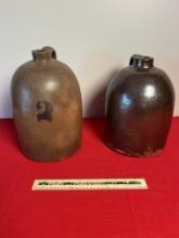 Pair Of #2 Stoneware Beehive Jugs