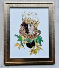Celey Lewis Original Collage Victorian lady w/Snake