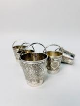 5 Sterling Engraved Buckets w/Handles 275 Grams