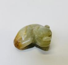 Chinese Carved White Jade Lying Down Dog