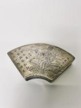 Silver Chinese Fan Box with Poem