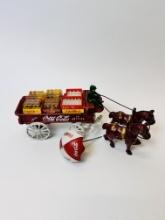 Coca Cola Vintage Cast Iron Horse Wagon Metal Toy