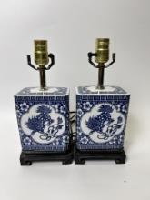 Pair Blue and White Chinese Lamps