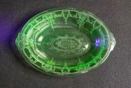 Antique Uranium Glass "Cameo" Serving Dish