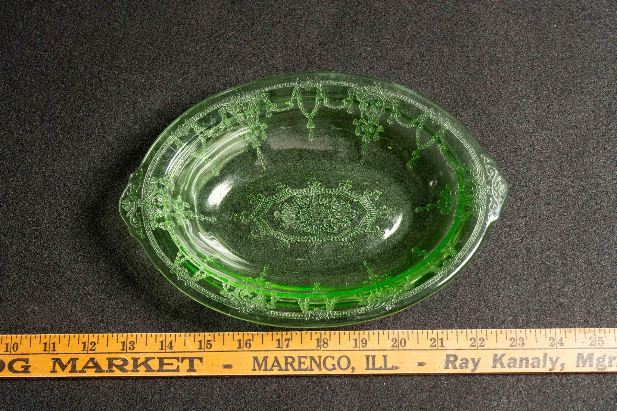 Antique Uranium Glass "Cameo" Serving Dish