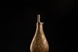 Early American Brass Gun Powder Flask