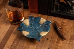 Vintage Blue Clayware Ashtray