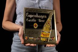 Vintage Copenhagen Tin Over Cardboard Castle Beer Sign