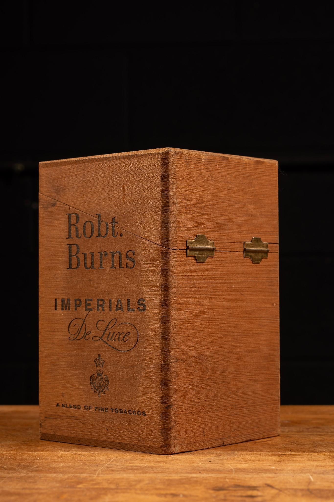 Vintage Robert Burns Cigar Box with Glass Cigar Tubes