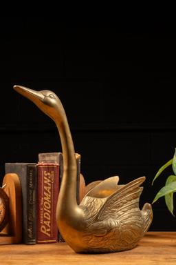 Mid Century 12" Brass Swan Sculpture