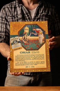 Early 20th Century Omar Turkish Cigarettes Cardstock Ad