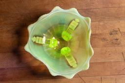Antique Uranium Glass Pinch Bowl