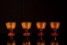Set of 4 Medium Mid-Century Colony Park Lane Amber Glass Goblets