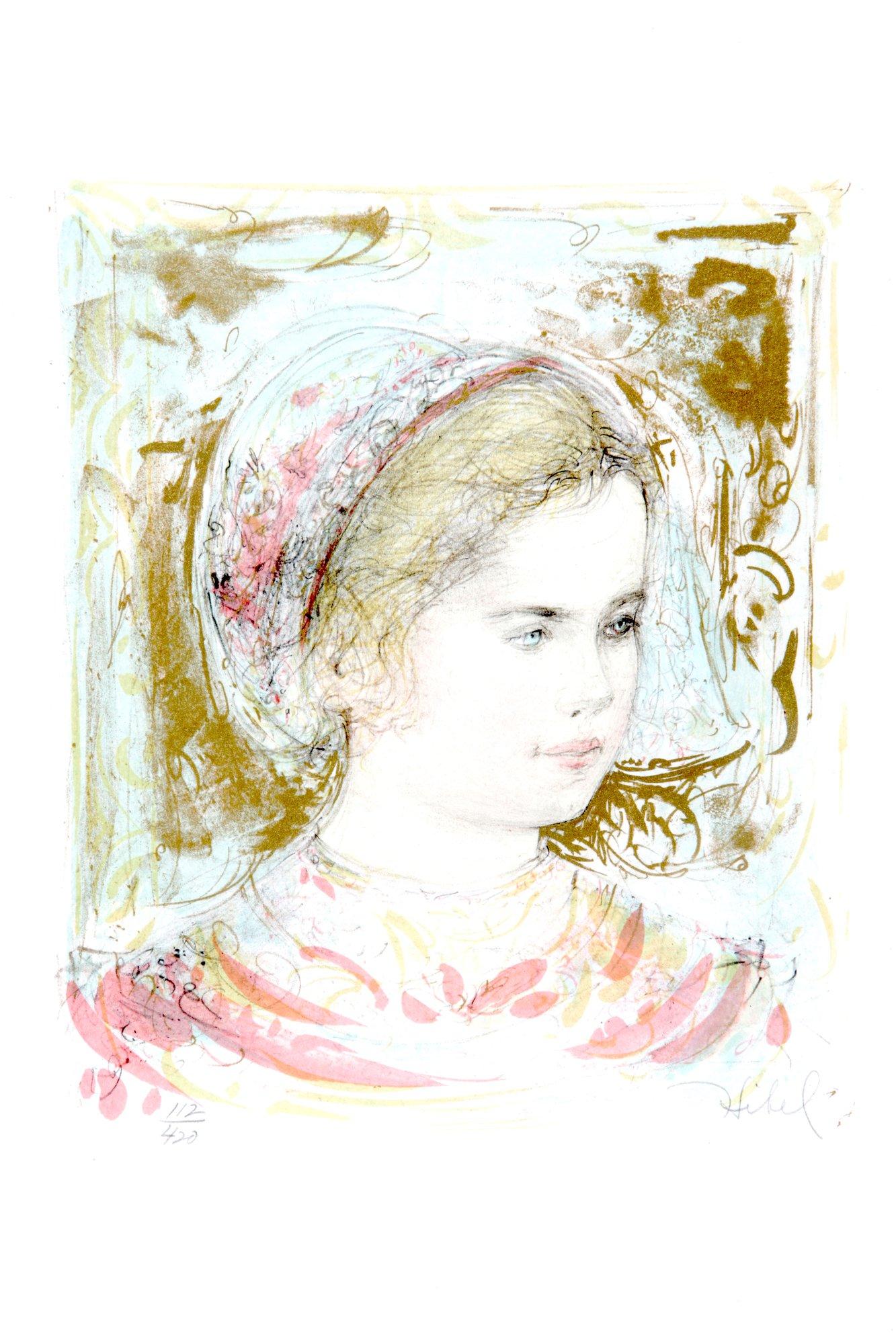 Framed Edna Hibel "Child Of Italy" Pencil Signed Edition 112/420