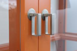 Custom Orange Century Lighted Display Cabinet