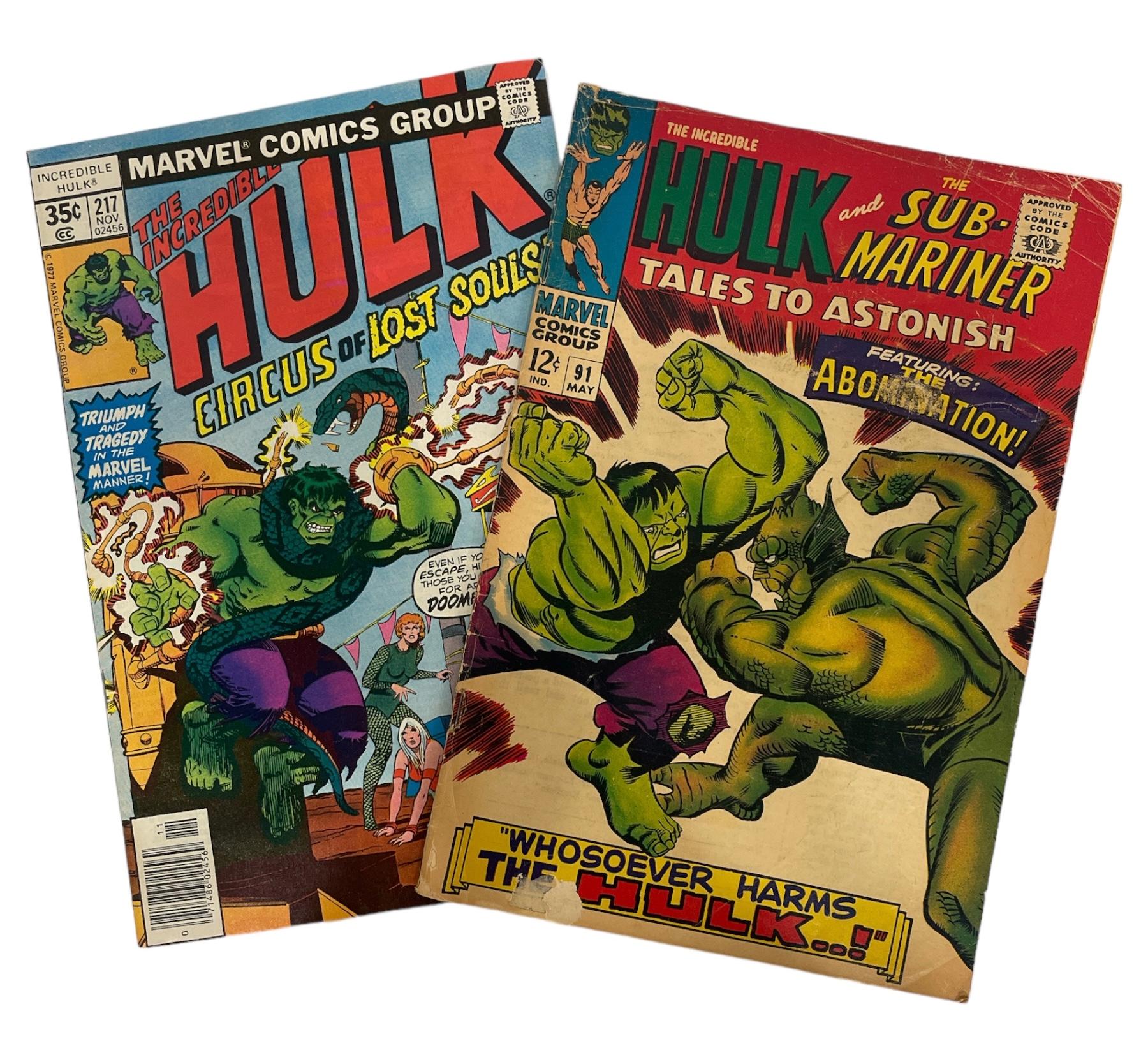 Vintage Marvel Comics - The Incredible Hulk Series No.91 and No.217
