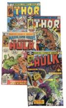 Lot of 4 | Rare Vintage Marvelâ€™s Hulk and Thor Comic Books