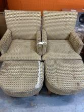 Set of 2 Chairs with Ottoman